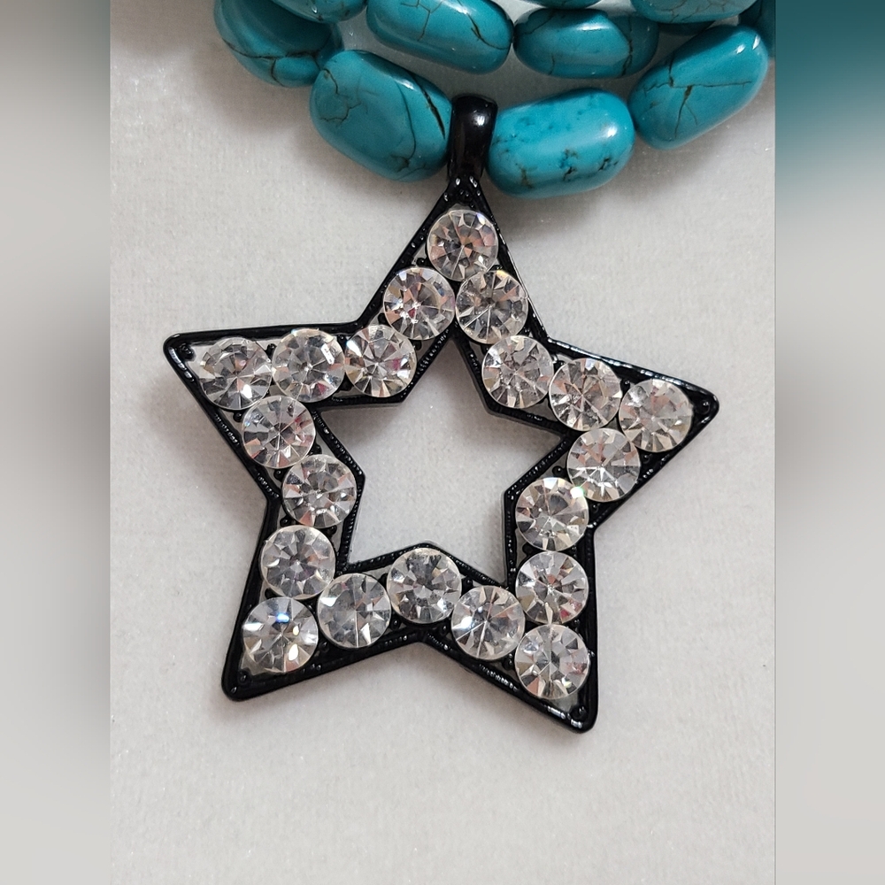 Multi Layer Turquoise Statement Necklace With Sta… - image 5